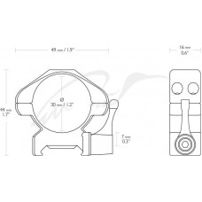 Кільця швидкознімні Hawke Precision Steel. d - 30 мм. Medium. Weaver/Picatinny