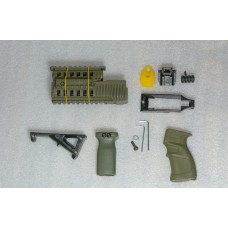 Комплект тюнингу без прикладу до АК-серії з дрібним обвісом. Пістолетна рукоятка, цівка з планками пікатіні, ергономічнга ручка