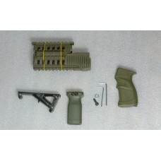 Комплект тюнингу без прикладу до АК-серії з дрібним обвісом. Пістолетна рукоятка, цівка з планками пікатіні, ергономічнга ручка