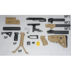 Комплект повного обвісу койот АК, адаптери на вибір АКС, АКМ, АК-74. Приклад складний глушник кришка пікатіні рукоятка модифікован
