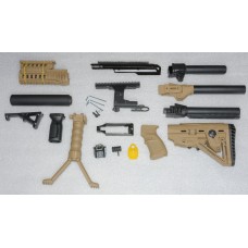 Комплект повного обвісу койот АК, адаптери на вибір АКС, АКМ, АК-74. Приклад складний глушник кришка пікатіні рукоятка модифікован