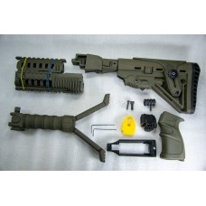 Комплект обвісу з дрібним тюнингом АК, адаптери на вибір АКС, АКМ, АК-74. Приклад складний, цівка пікатіні, рукоятка модифікована