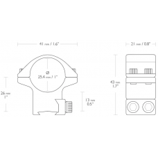 Кільця Hawke Match Mounts. d - 25.4 мм. Medium. "Ласточкин хвост"