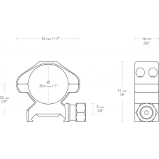 Кільця Hawke Precision Steel. d – 25.4 мм Medium. Weaver/Picatinny